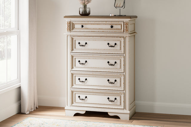 Furniture City Slidell - Ashley Furniture - Realyn Bedroom - Five Drawer Chest / Two-tone - B743-46