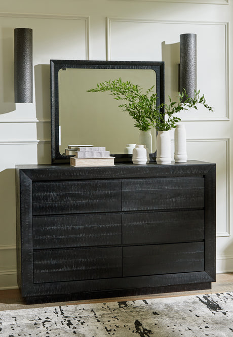 Furniture City Slidell - Ashley Furniture - Londer Bedroom - Dresser and Mirror / Black - B768B1