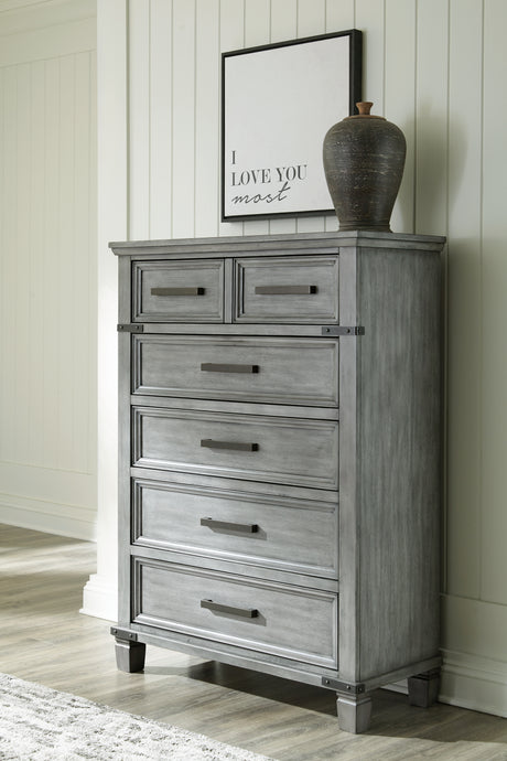 Furniture City Slidell - Ashley Furniture - Russelyn Bedroom - Five Drawer Chest / Gray - B772-46