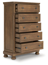 Furniture City Slidell - Ashley Furniture - Feddinger Bedroom - Five Drawer Chest / Medium Brown - PCB779-46