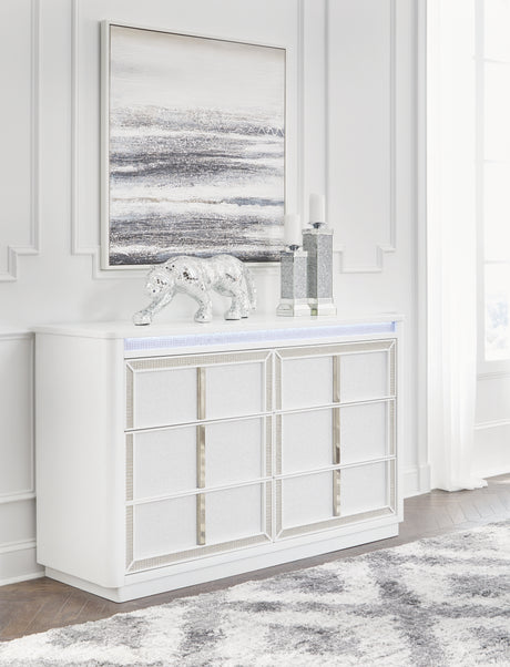 Furniture City Slidell - Ashley Furniture - Chalanna Bedroom - Dresser and Mirror / White - B822B1