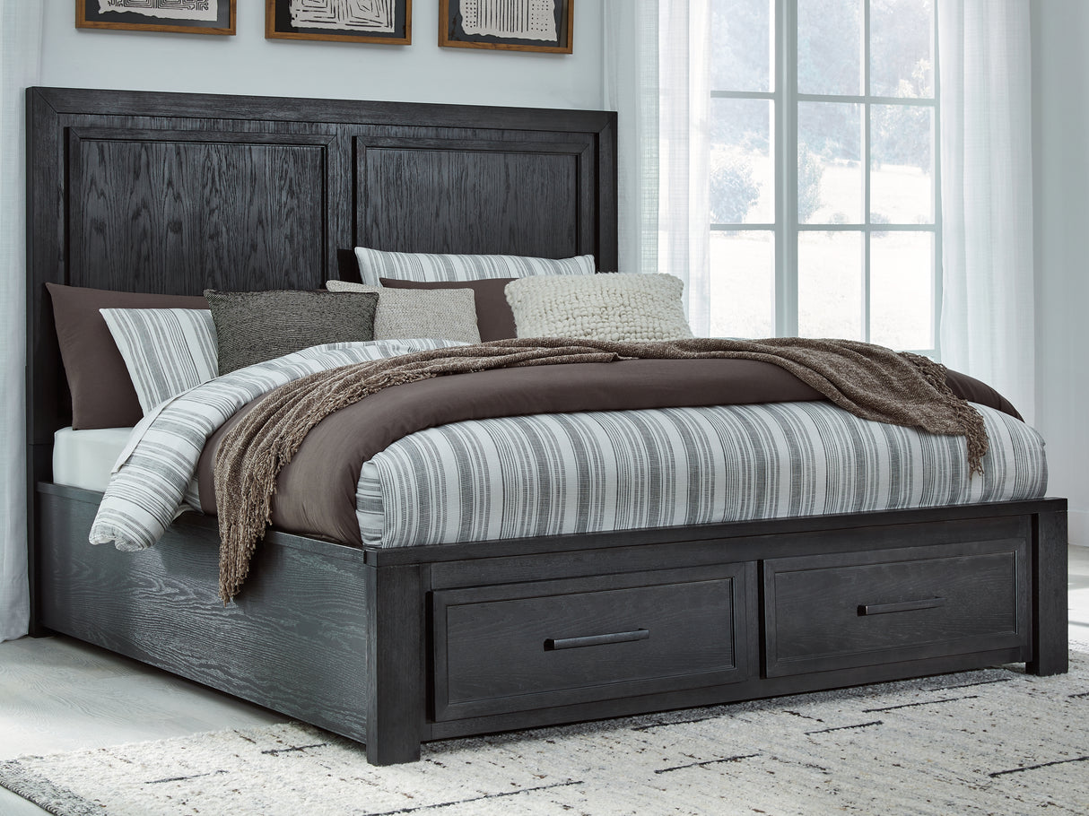 Furniture City Slidell - Ashley Furniture - Foyland Bedroom - King Panel Storage Bed / Black/Brown - B989B4