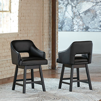Furniture City Slidell - Ashley Furniture - Tallenger Dining Room - Counter Height Bar Stool (Set of 2) / Dark Gray - D380-624X2