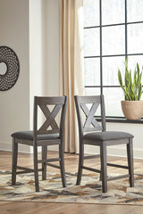 Furniture City Slidell - Ashley Furniture - Caitbrook Dining Room - Counter Height Upholstered Bar Stool (Set of 2) / Gray - D388-124X2