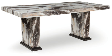 Furniture City Slidell - Ashley Furniture - Jeshina Dining Table - Dining Table / Dark Brown/Beige - PCD581D4