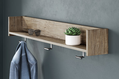 Furniture City Slidell - Ashley Furniture - Oliah Wall Decor - Wall Mounted Coat Rack w/Shelf / Natural - EA2270-151