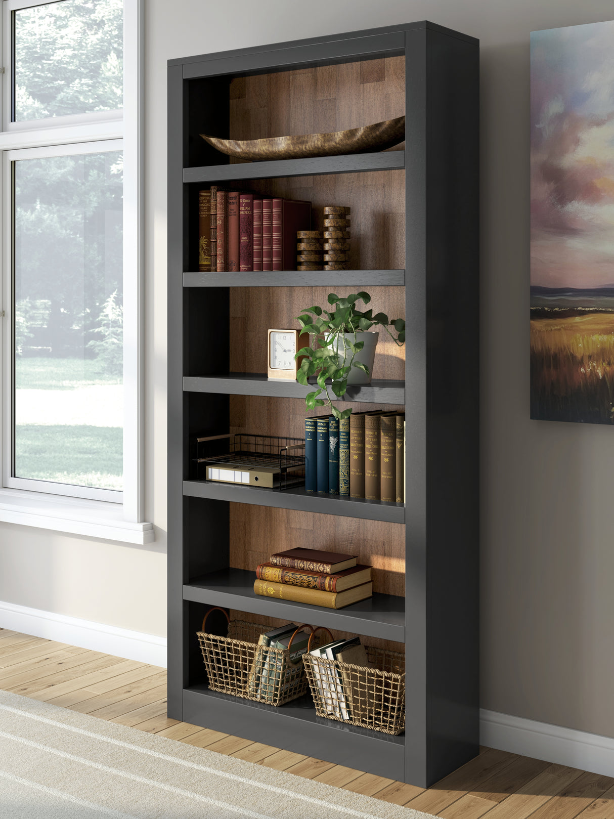 Furniture City Slidell - Ashley Furniture - Wildenauer Bookcase - Bookcase / Brown/Black - H664-70