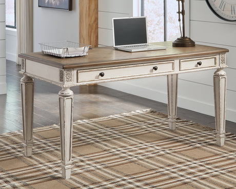 Furniture City Slidell - Ashley Furniture - Realyn Office Desk - 2-Piece Home Office Desk / White/Brown - H743H2