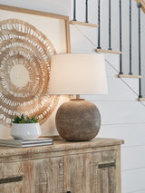 Furniture City Slidell - Ashley Furniture - Neavesboro Lighting - Metal Table Lamp (1/CN) / Antique Brown/White - L207484