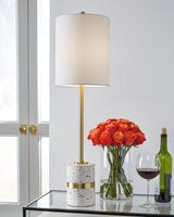 Furniture City Slidell - Ashley Furniture - Maywick Lighting - Table Lamp (Set of 2) / White/Brass Finish - L235674X2