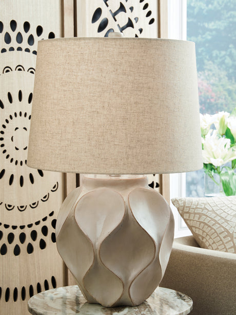 Furniture City Slidell - Ashley Furniture - Edselham Lighting - Paper Table Lamp (1/CN) / Distressed Cream - L235974