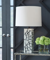 Furniture City Slidell - Ashley Furniture - Macaria Lighting - Marble Table Lamp (1/CN) / White/Black - L429044