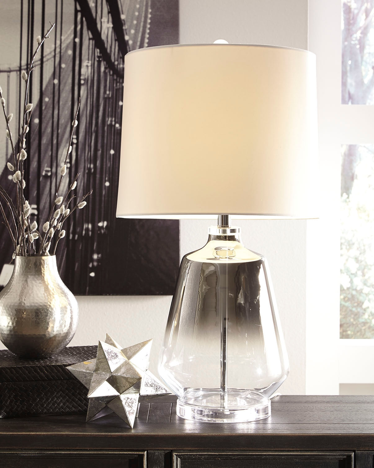 Furniture City Slidell - Ashley Furniture - Jaslyn Lighting - Table Lamp (Set of 2) / Silver Finish - L430414X2
