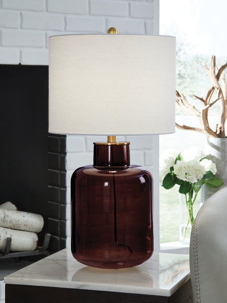 Furniture City Slidell - Ashley Furniture - Mette Lighting - Glass Table Lamp (1/CN) / Brown/Gold Finish - L430924