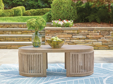 Furniture City Slidell - Ashley Furniture - Serena Shores Outdoor - Rectangular Cocktail Table / Beige - PCP604-701