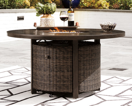 Furniture City Slidell - Ashley Furniture - Paradise Trail Outdoor - Outdoor Counter Height Dining Table with 4 Barstools / Medium Brown - P750P5