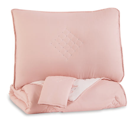 Furniture City Slidell - Ashley Furniture - Lexann Full Comforter Set - Full Comforter Set / Pink/White/Gray - Q901003F