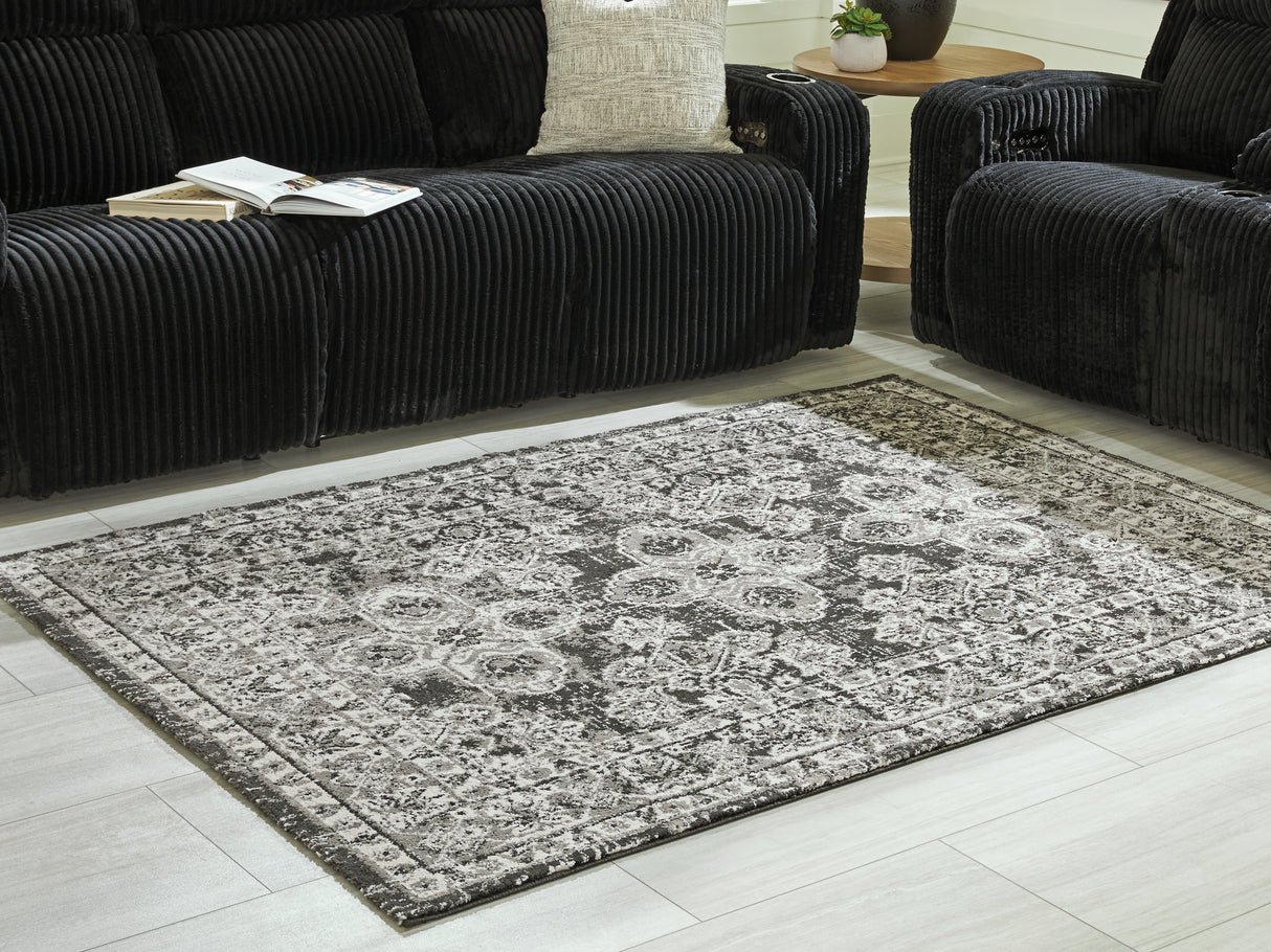 Furniture City Slidell - Ashley Furniture - Glennisman Rug - Medium Rug / Black/Gray/Ivory - R407272