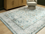 Furniture City Slidell - Ashley Furniture - Ladstoney Rug - 5' x 7' Area Rug / Teal/Beige/Ochre - R407502