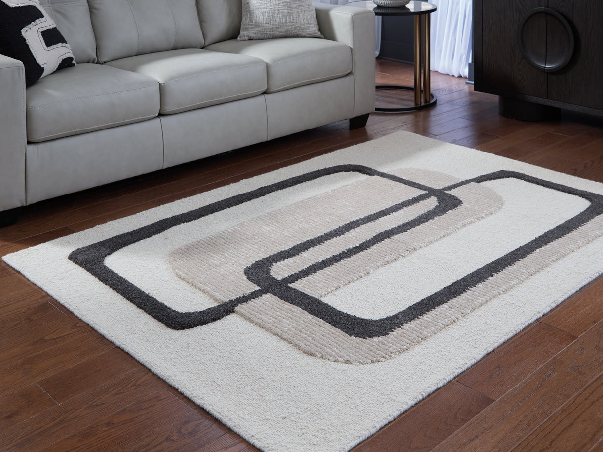 Furniture City Slidell - Ashley Furniture - Davismour Rug - 5' x 7' Area Rug / Ivory/Taupe/Charcoal - R407562