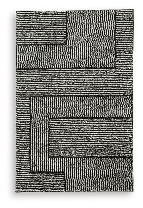 Furniture City Slidell - Ashley Furniture - Kurtmen Rug - 5' x 7' Area Rug / Black/Ivory - R407592