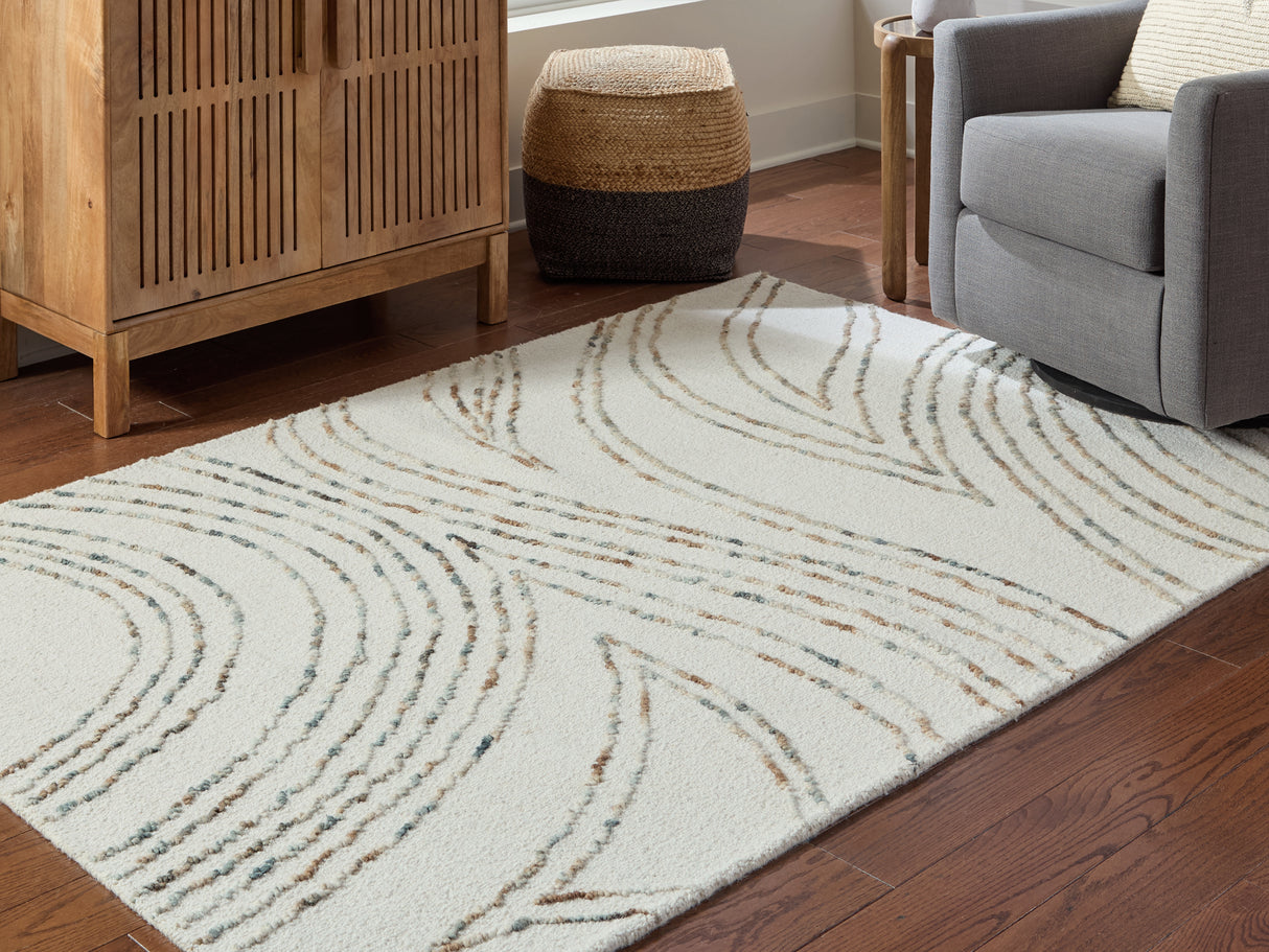 Furniture City Slidell - Ashley Furniture - Deenbury Rug - 7'8" x 10' Area Rug / Ivory/Green/Brown - R407861