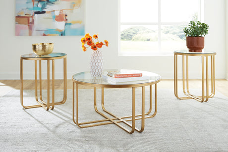 Furniture City Slidell - Ashley Furniture - Milloton Table (Set of 3) - Occasional Table Set (3/CN) / Gold - T398-13