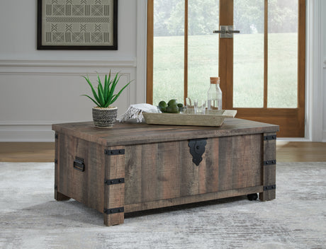 Furniture City Slidell - Ashley Furniture - Hollum Lift-Top Coffee Table - Lift Top Cocktail Table / Rustic Brown - T466-9