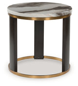 Furniture City Slidell - Ashley Furniture - Jazmore End Table - Round End Table / Brown/Brass Finish - T671-6