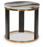 Furniture City Slidell - Ashley Furniture - Jazmore End Table - Round End Table / Brown/Brass Finish - T671-6