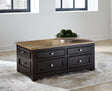Furniture City Slidell - Ashley Furniture - Drazmine Lift-Top Coffee Table - Lift Top Cocktail Table / Brown - T734-20