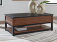 Furniture City Slidell - Ashley Furniture - Kallari Lift-Top Coffee Table - Lift Top Cocktail Table / Warm Brown/Black - T737-9