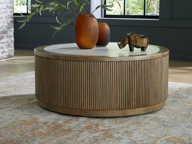 Furniture City Slidell - Ashley Furniture - Camdill Coffee Table - Round Cocktail Table / Light Brown/White - T808-8