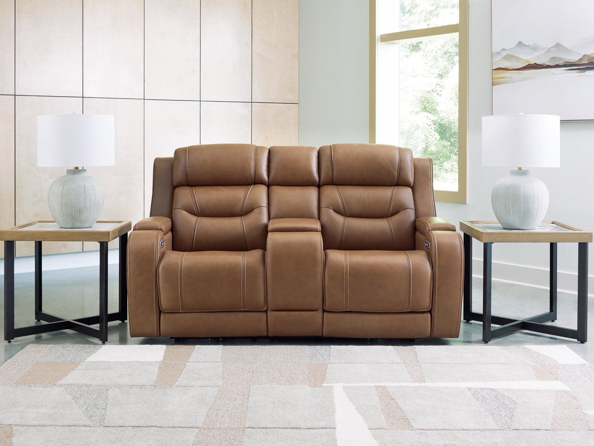 Furniture City Slidell - Ashley Furniture - Knightington Living Room - PWR REC Love w/Audio Seating / Caramel - PCU1160018A