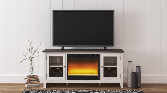 Furniture City Slidell - Ashley Furniture - Dorrinson 60" TV Stand with Electric Fireplace - 60" TV Stand with Electric Fireplace / Two-tone - W287W2