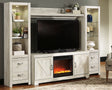 Furniture City Slidell - Ashley Furniture - Bellaby 4-Piece Entertainment Center with Fireplace - 4-Piece Entertainment Center with Fireplace / Whitewash - W331W5