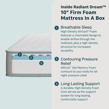 Radiant Dream - 10" Memory Foam Firm Mattress in a Box