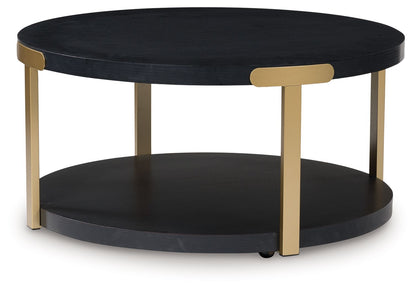 Shylore - Occasional Table Set (Set of 3) - Black / Brass Finish