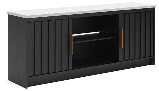 Cadmori - XL TV Stand With Fireplace Option - Black / White