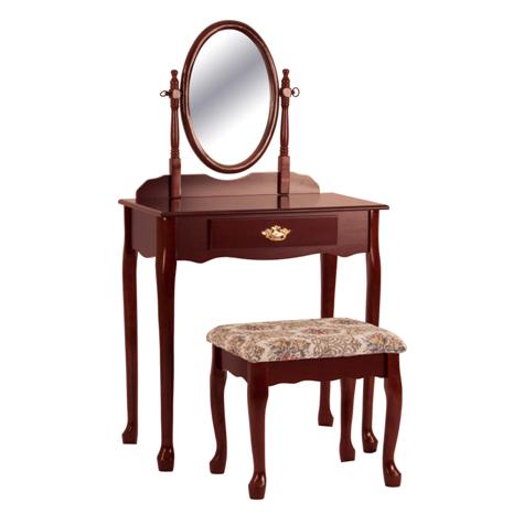 CHERRY OVAL VANITY TABLE & STOOL