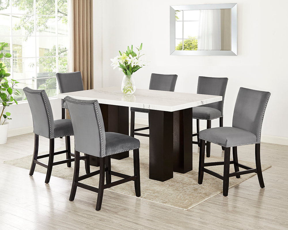 Finley - (GENUINE MARBLE) Counter Height Table & 6 Chairs (ETA 10/6)