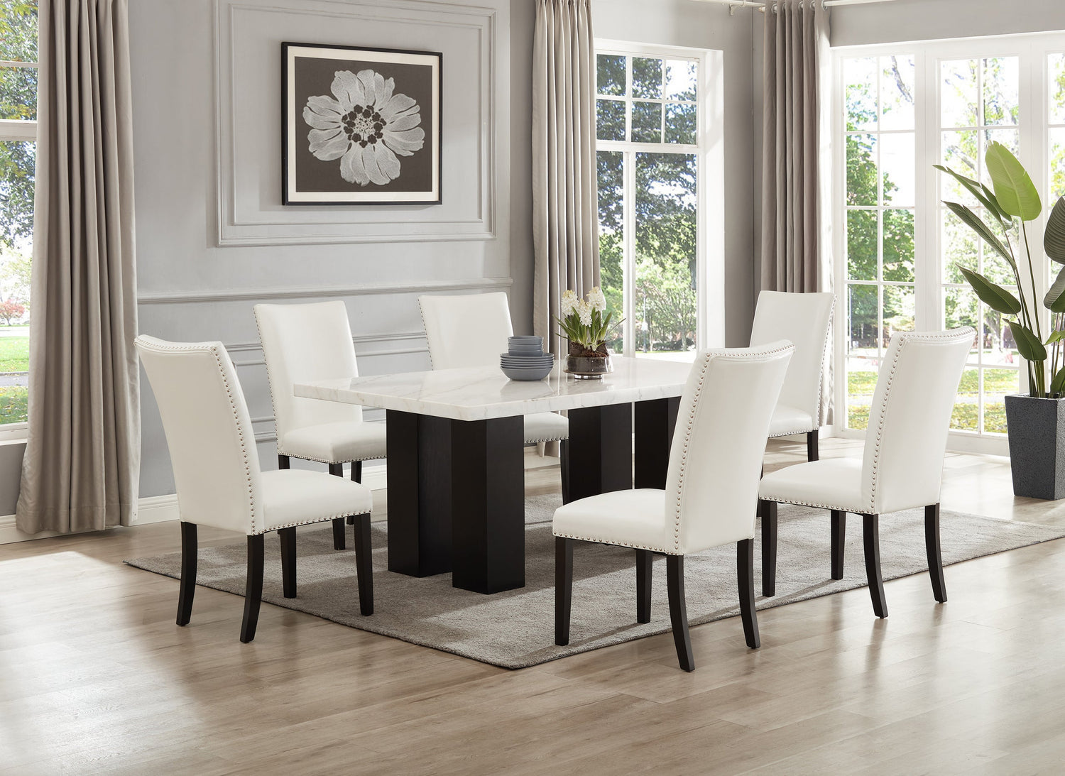 Finland - (GENUINE MARBLE) Table & 6-Chairs